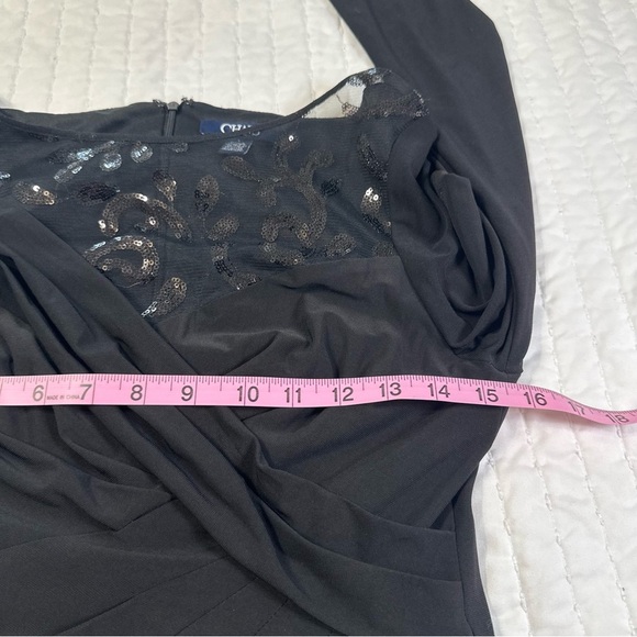 Chaps Sequins Elegant Party Black Long Sleeve Dress - Picture 5 of 17